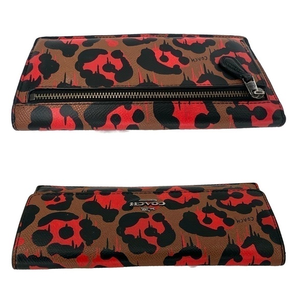 Coach Wild Beast RARE Leopard Orange Brown Animal Print Leather Wallet NWOT - Picture 4 of 10